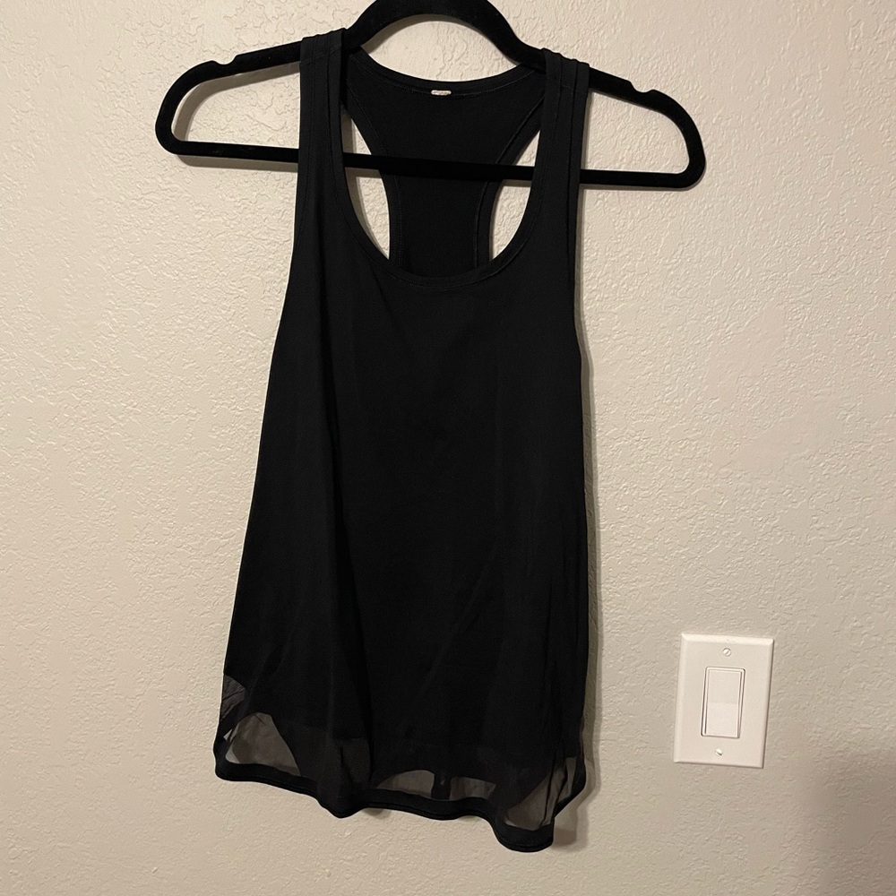 Lululemon Black Racerback Tank Sheer Hem Athletic Top